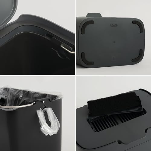 KAZAI. Compost Bin Kitchen 'Elin' | 1.2 GAL / 4.5L Countertop Compost Bin with Lid & Carbon Filter | Odor-Free, Dishwasher Safe, with Inner Bucket | Small Indoor Kitchen Composter | Graphite-Black - Image 6