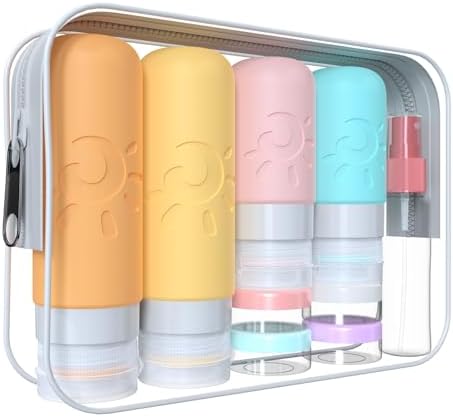 Zafit 18 Pack travel Bottles for Toiletries, TSA Approved Silicone Travel Containers Leak Proof Refillable Travel Accessories for Shampoo Conditioner Lotion Body Wash(Multicolored E) by ZAFIT