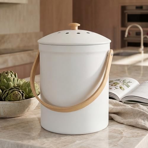 Beautiful Kitchen Compost Bin with Smell Proof Lid for Your Countertop by KIBAGA