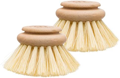 Redecker Dish Brush Replacement Heads, Tampico Fiber, 2 Inch Round, 2 Pack – Wooden Brush Refills for Dishes & Cookware, Made in Germany by Redecker