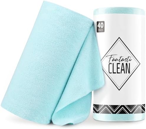 Fantasticlean Microfiber Cleaning Cloth Roll- 40 Sheets, 12" x 12" (Blue) by Fantasticlean