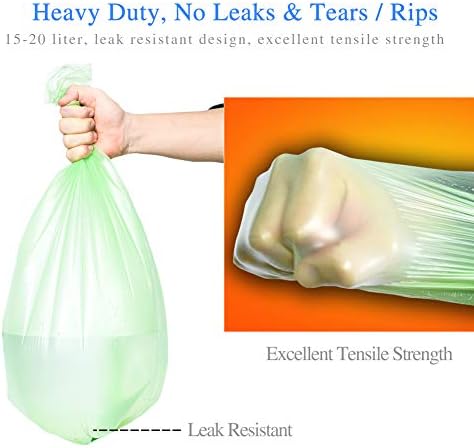 Jaoul Trash Bags 4 Gallon, Small Garbage Bags Strong Tear & Leak Resistant, Unscented Trash Bags for Kitchen, Bathroom, Office, Restroom, Car, Green, 100 Counts - Image 4
