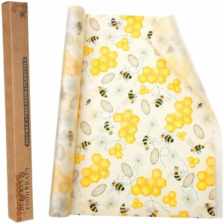 Reusable Beeswax Wraps Roll 13 x 39 Inch, Organic Eco-Friendly Sustainable Beeswax Food Wraps, Food Storage Wraps Beeswax Paper Cloth for Sandwich, Cheese, Fruit, Bread, Snacks by Unknown