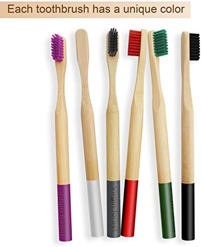 Virgin Forest Bamboo Toothbrushes 6pk, Soft BPA Free Travel Set - Image 5