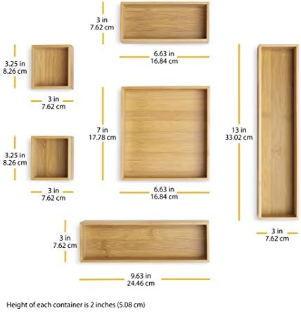 Whitmor 6-Piece Bamboo Drawer Organizers - Image 3