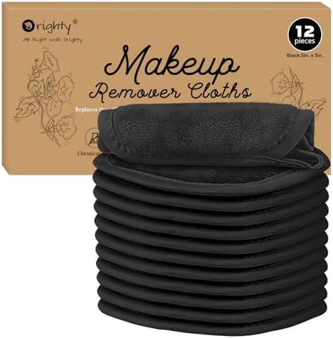 Orighty Makeup Remover Cloths, 12 Pack Makeup Eraser Cloth, 5x5 Inch Black by AllRightinOrighty
