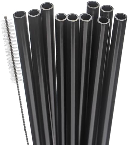 Dakoufish Replacement Straw for Stanley|Owala|Simple Modern 40oz 30oz Tumbler,10 Pack 12 inch Black Reusable Straws With Cleaning Brush for Stanley Cup Accessorie,BPA Free,Dishwasher Safe by Dakoufish