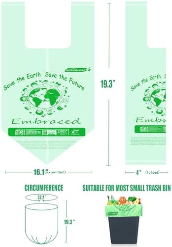 BEIDOU-PAC 1.6 Gallon Certified Compostable Trash Bags with Handle, 125 Count Small Compost Kitchen Garbage Bags, Food Scrap Waste Bags for Countertop Bin, Meets ASTM D6400 US BPI Certified - Image 2
