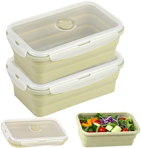 Collapsible Silicone Food Storage Containers with Airtight Lid & Vent 40oz by CUISITOOL