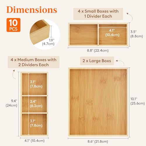 Lifewit Drawer Organizers 10 Pack(22 Grid) with 12 Inserts - Image 2