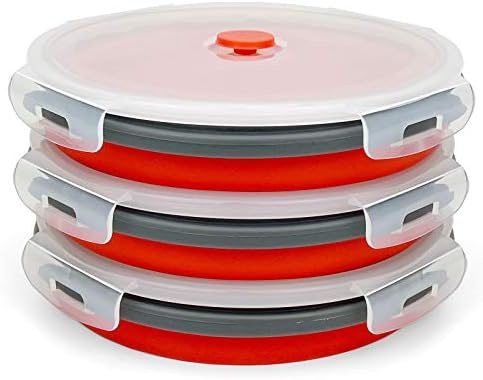 CARTINTS 1200ml Large Collapsible Meal Prep Containers, Reusable Silicone Food Storage Containers, Stackable Fridge Storage Containers, With Leakproof Lids, Microwave and Freezer Safe, Red by CARTINTS