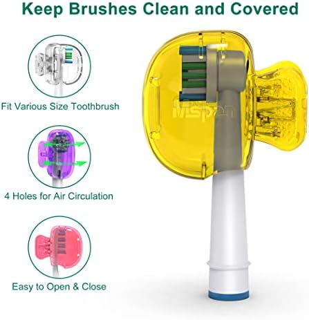Mspan Toothbrush Head Cover Cap: Tooth Brush Protector Clip Compatible with Oral-B Philips Colgate AquaSonic - Plastic Pod Travel Case - 4 Packs - Image 3