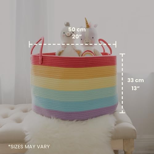 OrganiHaus Rainbow Toy Basket & Blanket Storage Bin, Nursery 20x13" - Image 2