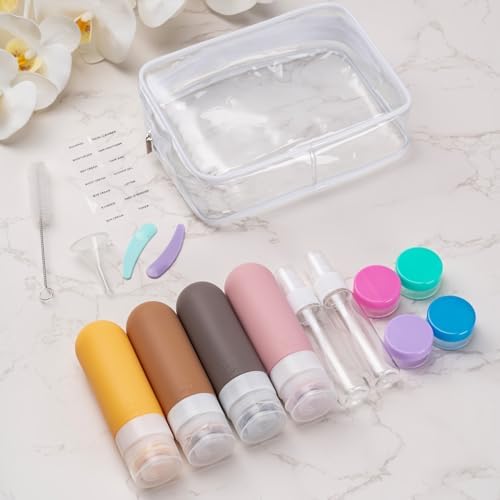 16pack Travel Bottles for Toiletries, TSA Approved LeakProof Squeezable Silicone Toiletry Containers for Shampoo, Conditioner, 3oz Portable Refillable Traveling Size Liquid Containers (16Pcs/Apricot) - Image 6