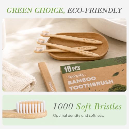 10 PCS Bamboo Toothbrushes Pack, Natural & Eco-Friendly Wooden Toothbrush - Image 6
