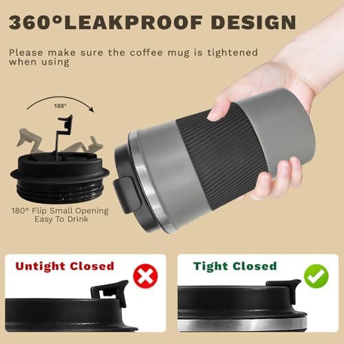 Vacuum Insulated Stainless Steel Travel Coffee Mug,Leak Proof Cup with Lid - Image 5