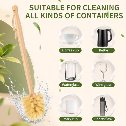11 Pack Natural Bamboo Bottle Brush Set with Straw Cleaner - Image 4