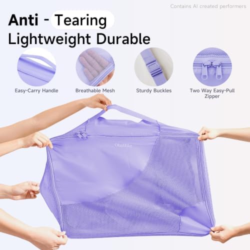 OlarHike Packing Cubes for Travel,Gifts for Women Mom,Anti-Tearing Suitcase Organizer for Luggage with Shoe & Hanging Toiletry Bag,Vacation Essentials & Accessories for Cruise Ship,9 Set,Purple - Image 4