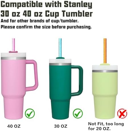 Replacement Straw Compatible with Stanley 40 oz 30 oz Cup Tumbler, 6 Pack Reusable Straw with Cleaning Brush, Plastic, Color, Dishwasher Safe - Image 3