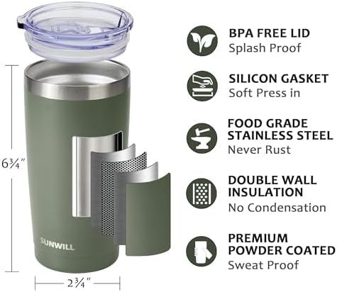 SUNWILL Coffee Tumbler, 20 oz Insulated Travel Mug Stainless Steel - Image 2