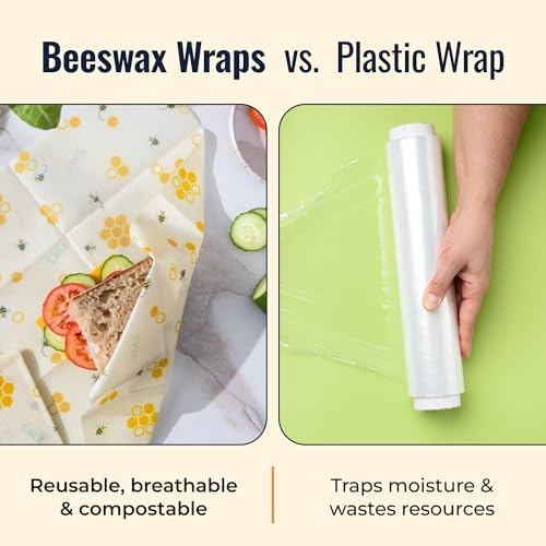 Beeswax Wraps, Cotton Food Storage Set, Honeycomb - Image 5