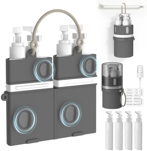 YOTIME 4 in 1 Travel Dispenser Bottle, Refillable Toiletries Container Set by YOTIME