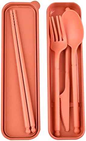 Travel Utensils, Reusable Utensils Set with Case, Camping Plastic Cutlery by CUNTAUK