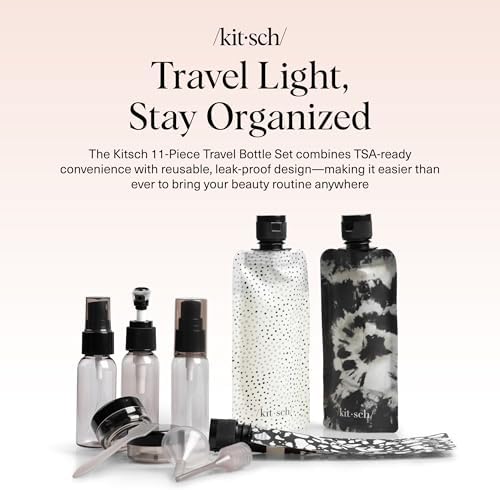 Kitsch 11 PCS Containers Travel Size Toiletries - Black & Ivory - Image 3