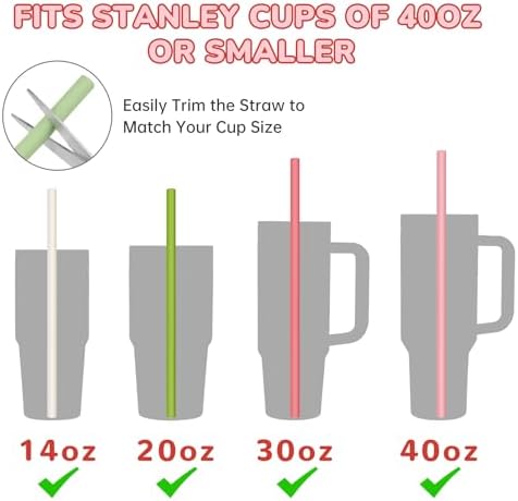 Tomorotec 15PCS Silicone Drinking Straws Fit for Stanley 40oz 30oz Tumbler - Image 3