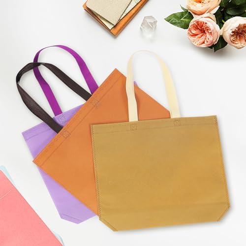 36 Pack Non-Woven Tote Bags, 18 Assorted Colors (2 per Color), Reusable Grocery Bags for Shopping, Crafts, Events, Bulk - Image 4