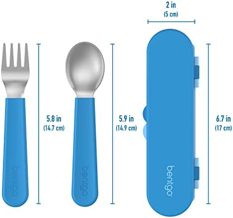 Bentgo Kids Stainless Steel Utensil Set - Reusable Fork, Spoon & Storage Case, PFAS- & BPA-Free, Easy-Grip Handles, Lightweight, Dishwasher Safe, School Lunch, Travel & Outdoors (Blue) - Image 5