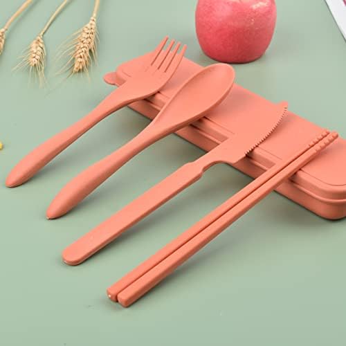 Zoyiancy 4 Sets Cutlery Set, Reusable Spoon Knife Fork Chopsticks Lunch Box - Image 2