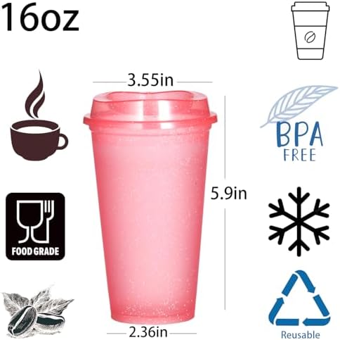 16oz Reusable Plastic Coffee Cups with Lids, 13 Pack - Image 2