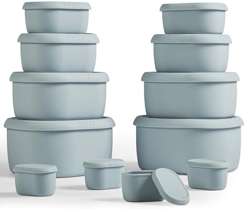ISSEVE 12Pcs/Set Nesting Silicone Food Storage Containers with Lids by ISSEVE