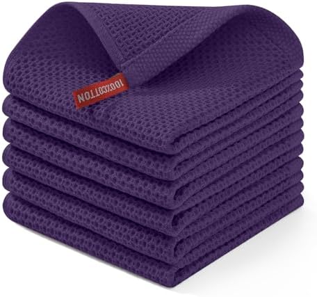 Homaxy 100% Cotton Waffle Weave Kitchen Dish Cloths 6-Pack, Eggplant by Homaxy
