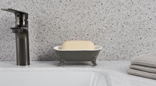 Ceramic Mini Clawfoot Bathtub Soap Dish,Bar Soap Holder,Stone Gray - Image 6