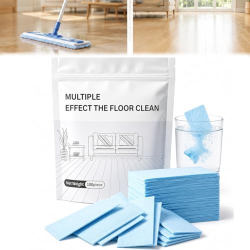 Multi-Surface Floor Cleaning Tablets, Concentrated Deep Clean Mop Solution, Streak-Free Formula for Hardwood, Laminate, Tile & Vinyl Floors, Fresh Scent Cleaner Sheets, 100 Count (Blue, 300) by Unknown