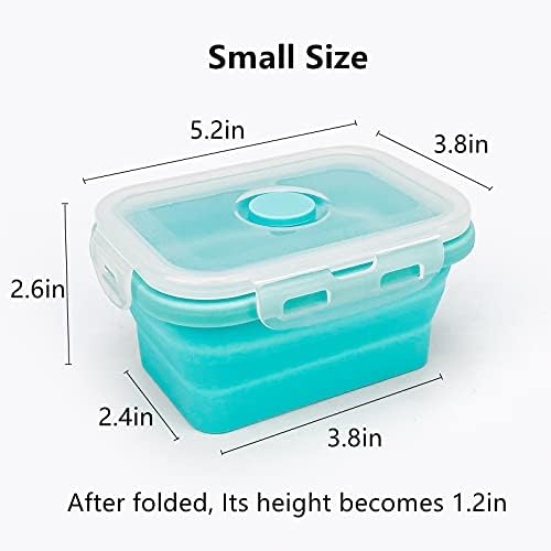 CCyanzi 3piece Collapsible Food Storage Containers with Lids, Silicone Lunch Container, Microwave & Freezer Safe, Space Saving for Kitchen Cabinet and Camping Backpack,(blue) - Image 5