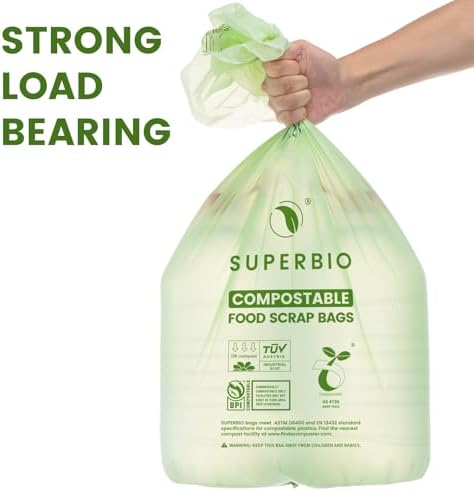 SUPERBIO 13 Gallon Flat Top Compostable Food Waste Bags, 50 Count, 2 Pack - Image 4