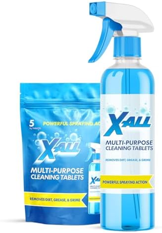 X-ALL Multi-Purpose Cleaner - Spray Bottle and 5x Cleaning Tablets - Cleaner for Oven, Kitchen & Floor surfaces, and Removes Grease and Grime by X-ALL