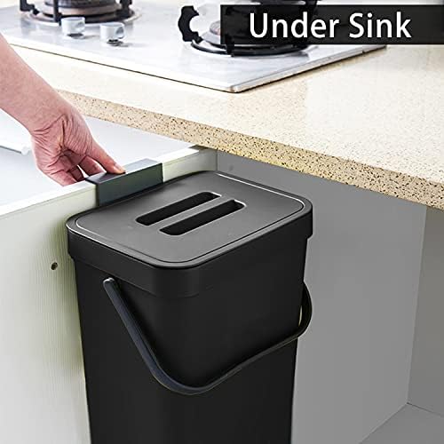 stonespace Under Sink Trash Can，Kitchen Compost Bin, 3.2 Gallon/12L, Black - Image 4