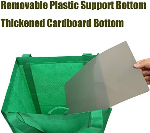 NERUB Set of 10 Reusable Grocery Bags Heavy Duty Shopping Bags Large Grocery Totes with Reinforced Bottom Super Sturdy Handles, Green - Image 3