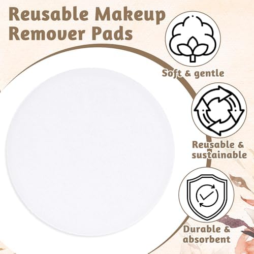 Grevosea 20 Pcs Reusable Cotton Rounds for Face, Makeup Remover Pads Reusable Cotton Face Pads with a Mesh Washable Laundry Bag for Makeup Removal Facial Cleansing Skincare Travel Essentials - Image 3