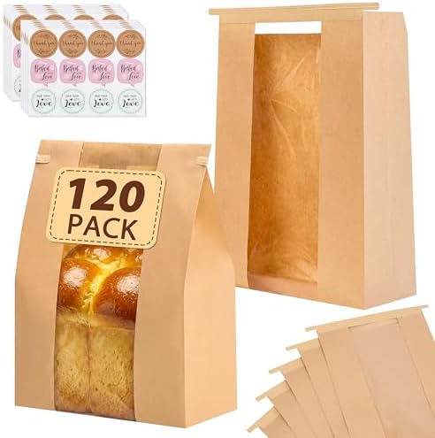 Moretoes 120pcs Bread Bags for Homemade Bread with Tab, 13.7x8.3x3.5In by Moretoes