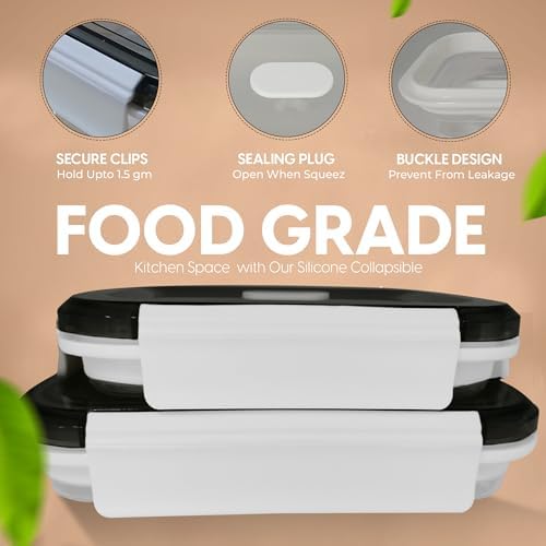 A MILLI Collapsible Food Storage Containers with Lids, 2 Pack Large Silicone Bowls 27oz & 40oz, Leakproof Airtight Foldable Lunch Box, BPA Free Microwave Freezer Dishwasher Safe, Camping RV Meal Prep - Image 4