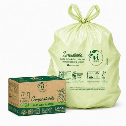 UNNI 2.6 Gallon Compostable Bags with Easy-Tie Handles, 10 Liter, 200 Count by UNNI