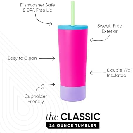 Simple Modern Iced Coffee Tumbler, Insulated | 24oz | 80s Mix - Image 2