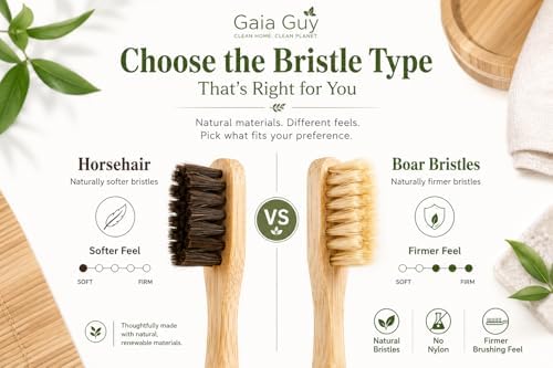 Gaia Guy Boar Bristle Bamboo Toothbrushes – 6 Pack Adult Toothbrush Set – No Nylon, Plastic-Free Natural Bristles, Bamboo Handle, Made from Natural Materials, Eco-Friendly Oral Care - Image 4