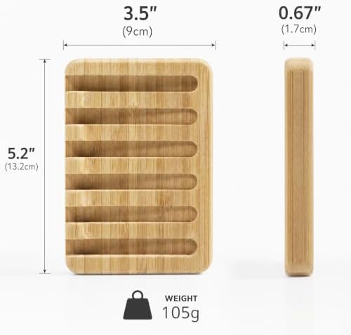 Bamboo Soap Dish, Soap Holder Soap Case Sponge Tray Sponge Drain Rack for Kitchen & Bathroom - Image 6