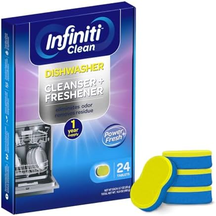 Dishwasher Cleaner and Deodorizer Tablets - Deep Clean Dishwasher Cleaner Tablets, Septic Safe, Natural Limescale Remover - Compatible with All Models (24 Pack) by InfinitiClean